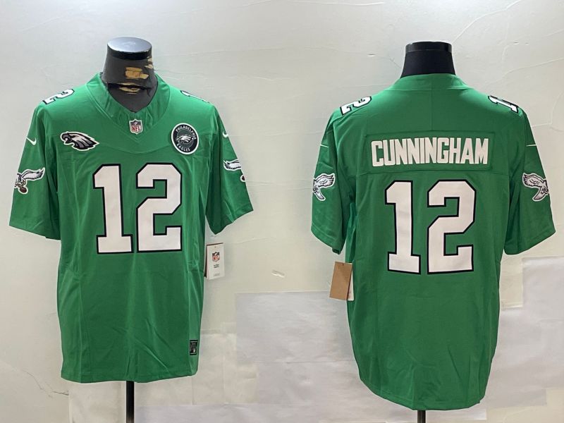 Men Philadelphia Eagles #12 Cunningham Green Throwback 2024 Nike Vapor Limited NFL Jersey style 3